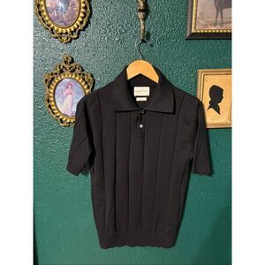 Far Afield Jacobs Knit Polo – Size 2 (M) – [Black] – 100% Organic Cotton Knit